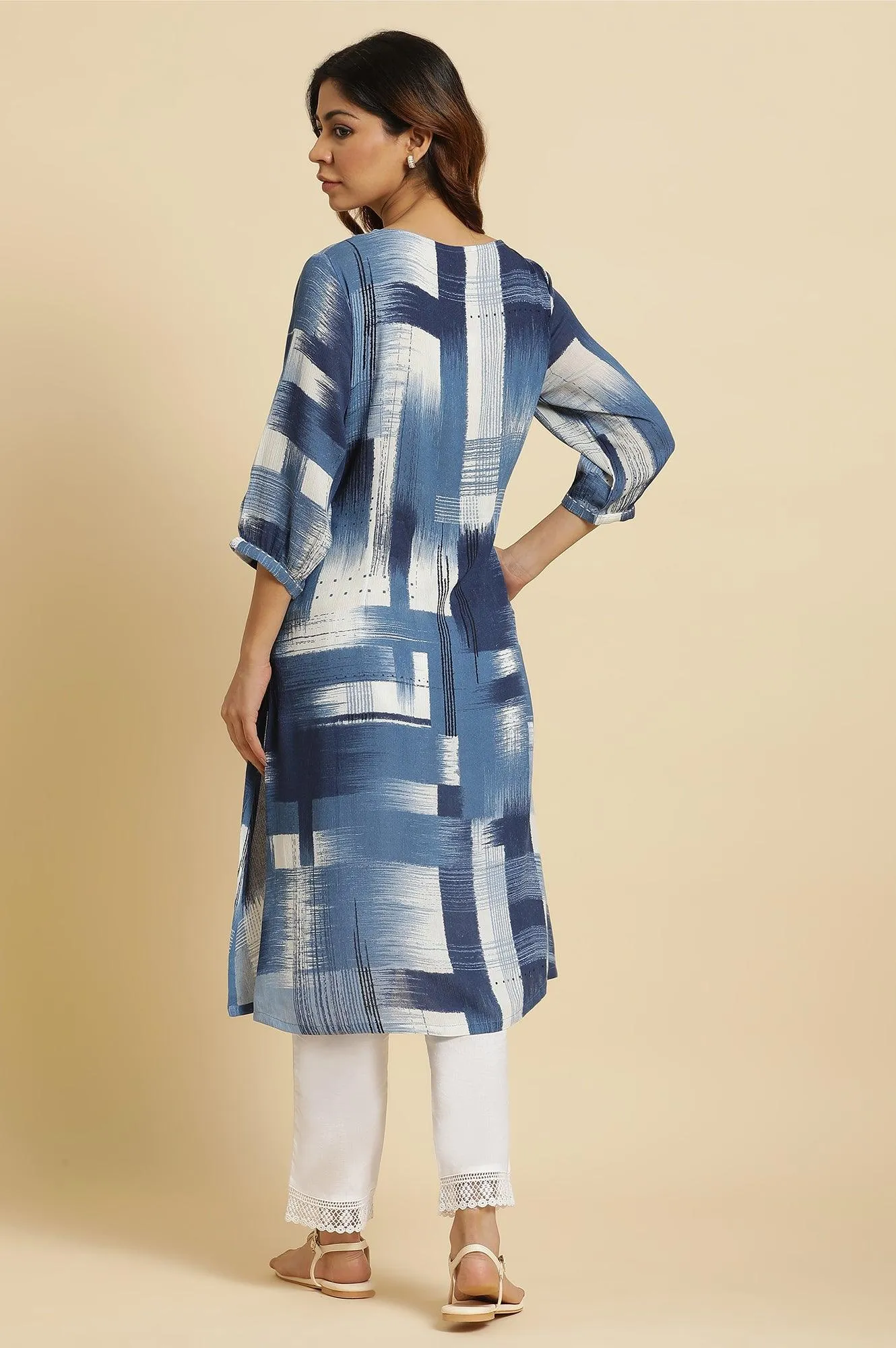 Indigo Abstract Print Kurta