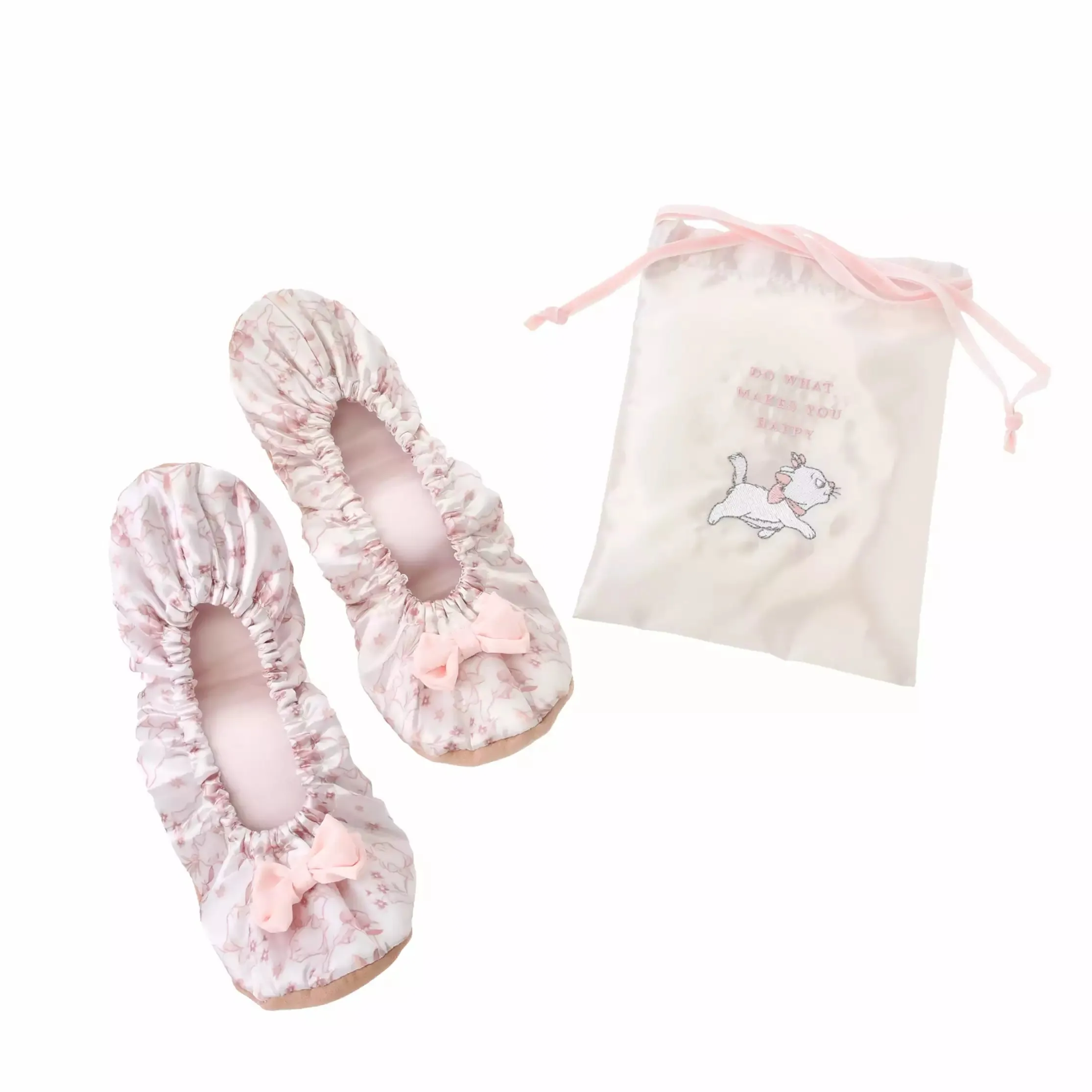 JDS - OSHI TRAVEL x Marie Fashionable Cat Room Shoes Foldable with Drawstring Bag