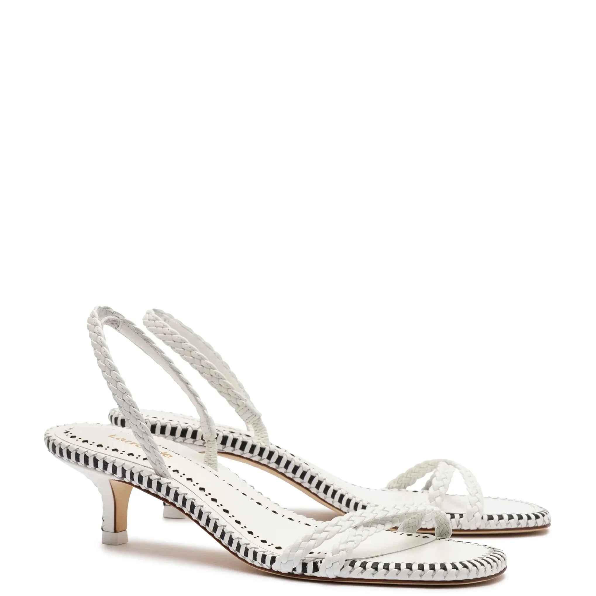 Larroude Mini Annie Sandal In White Leather