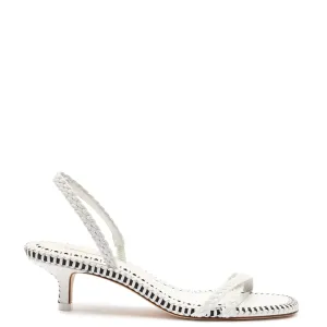 Larroude Mini Annie Sandal In White Leather