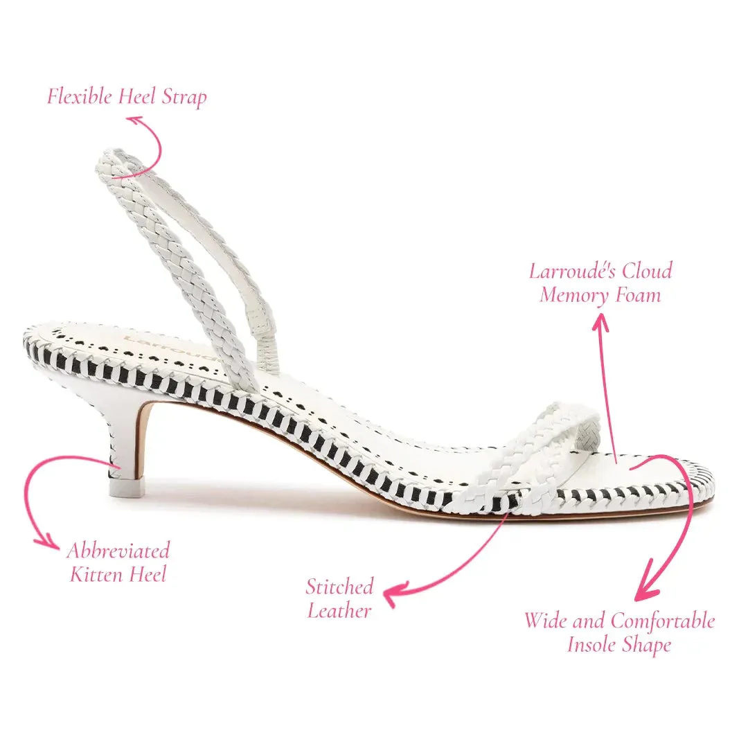 Larroude Mini Annie Sandal In White Leather