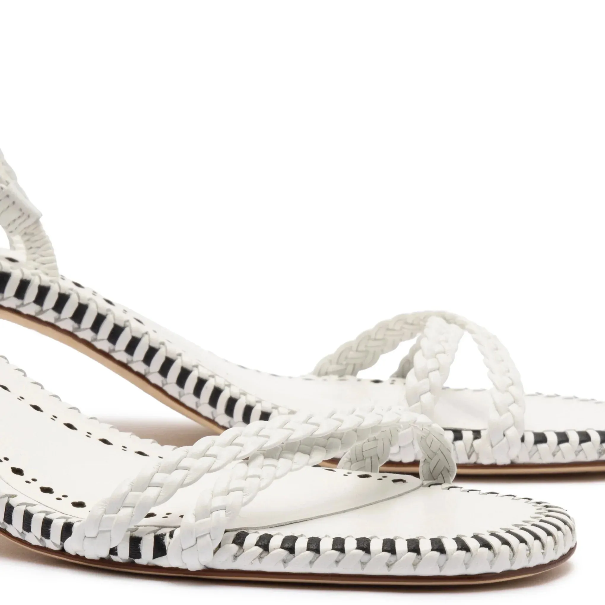 Larroude Mini Annie Sandal In White Leather