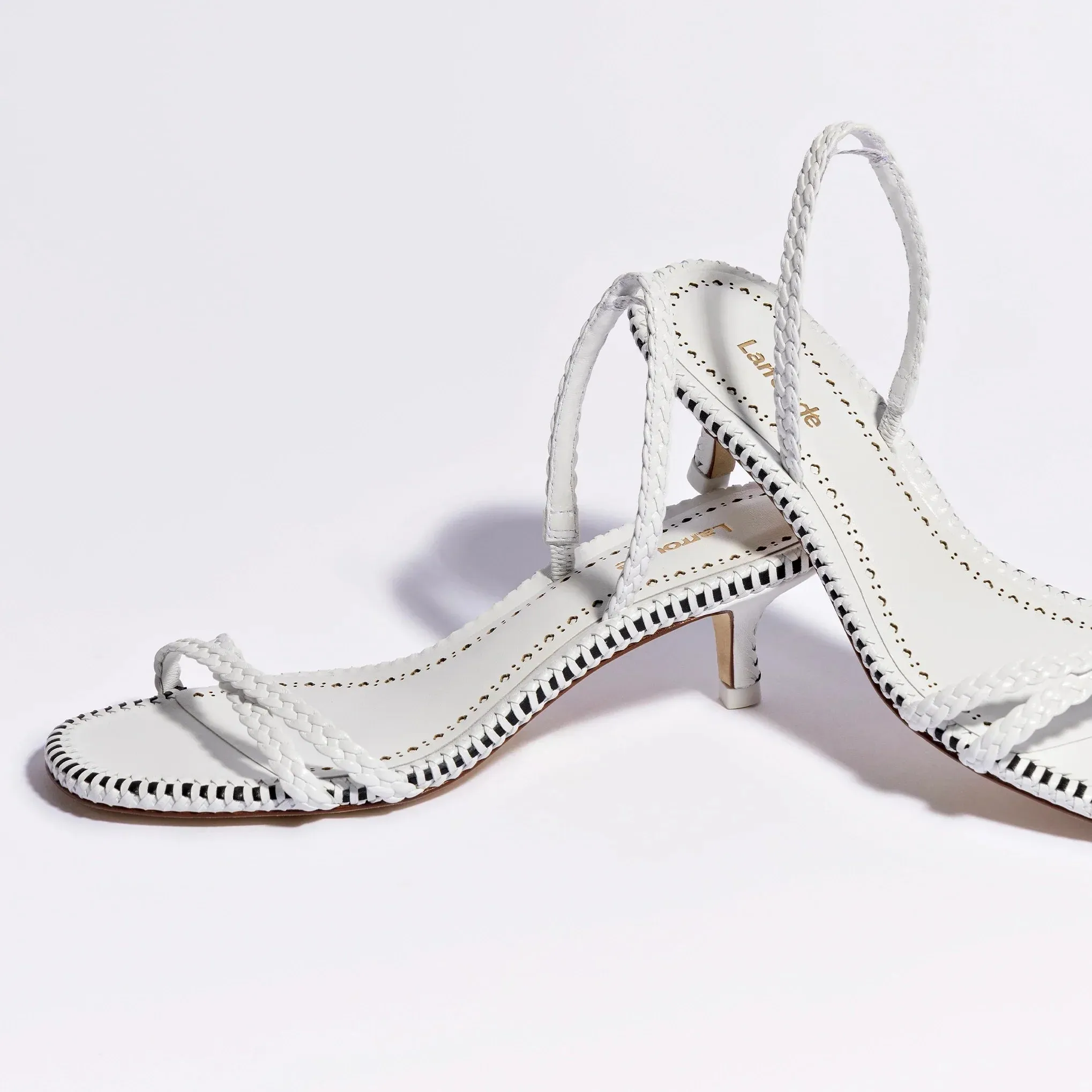 Larroude Mini Annie Sandal In White Leather