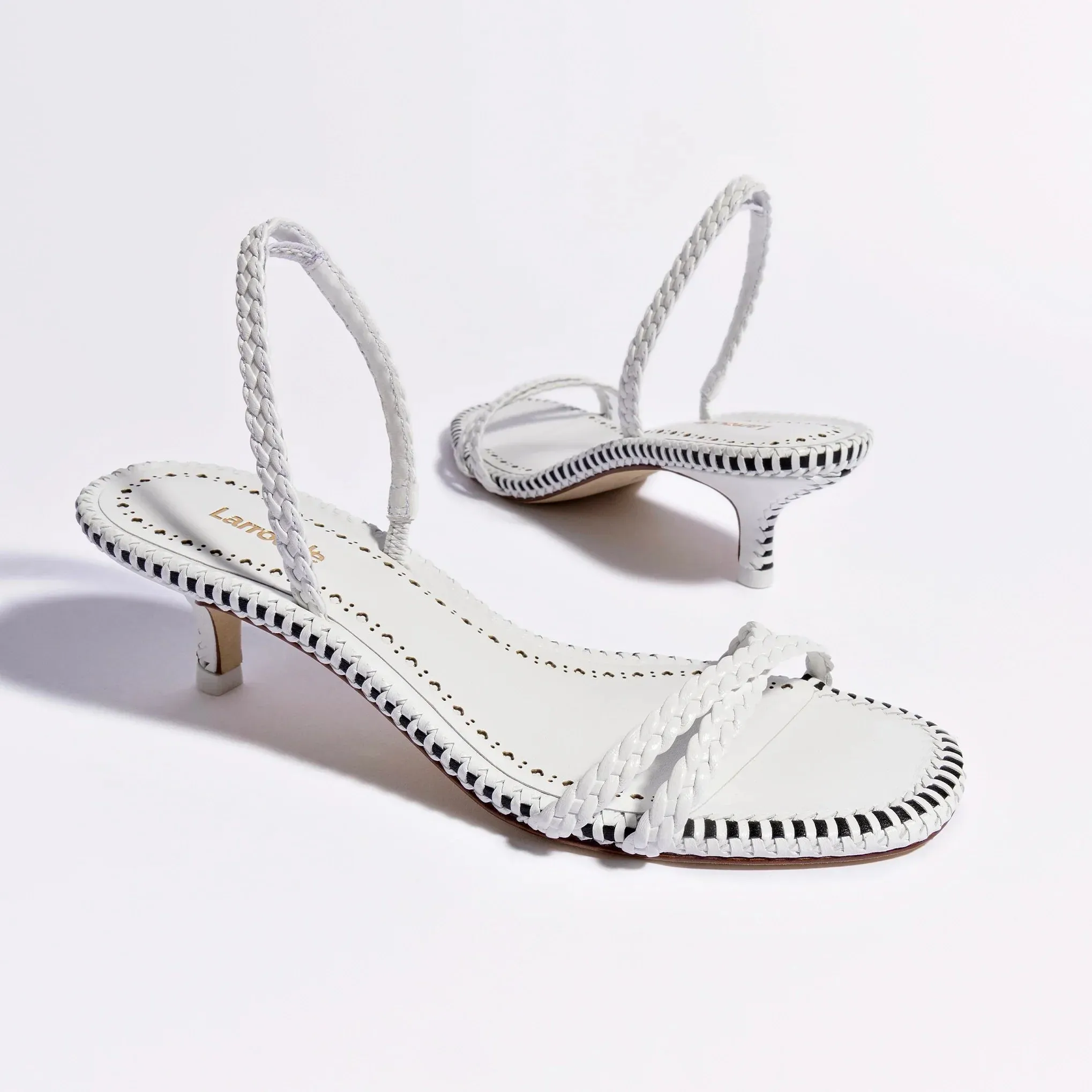 Larroude Mini Annie Sandal In White Leather