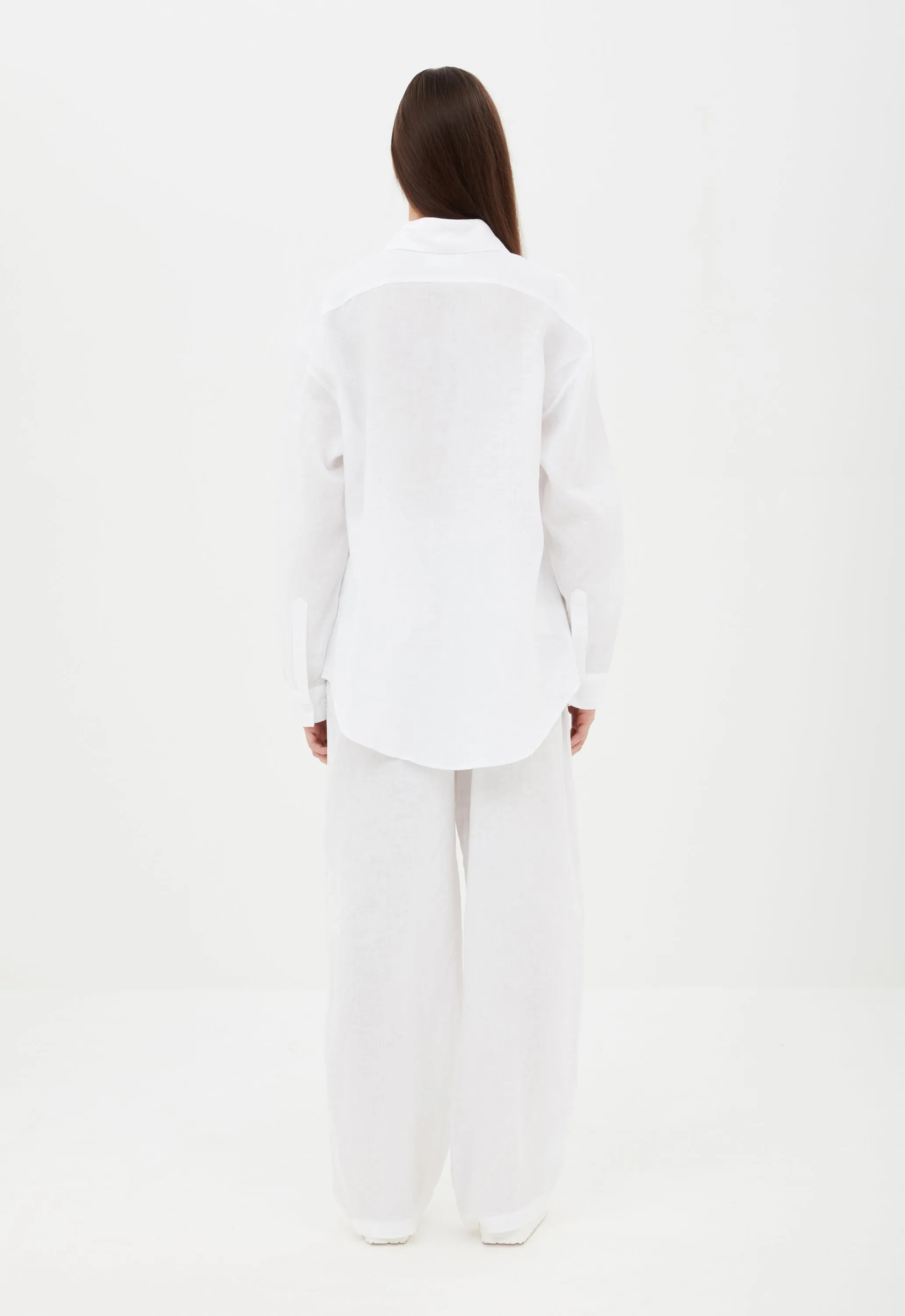 Linen High-Rise Trouser in White