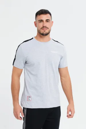 Men Grey Back Print Active T-Shirt