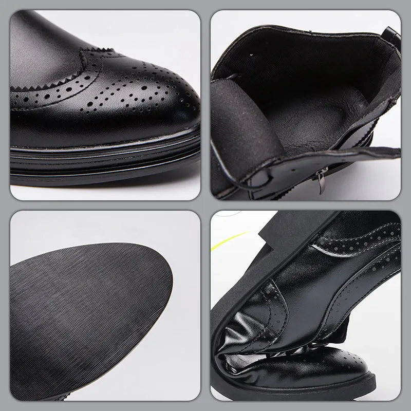 Men's Lace-Up Carved Wingtip Brogue Boots