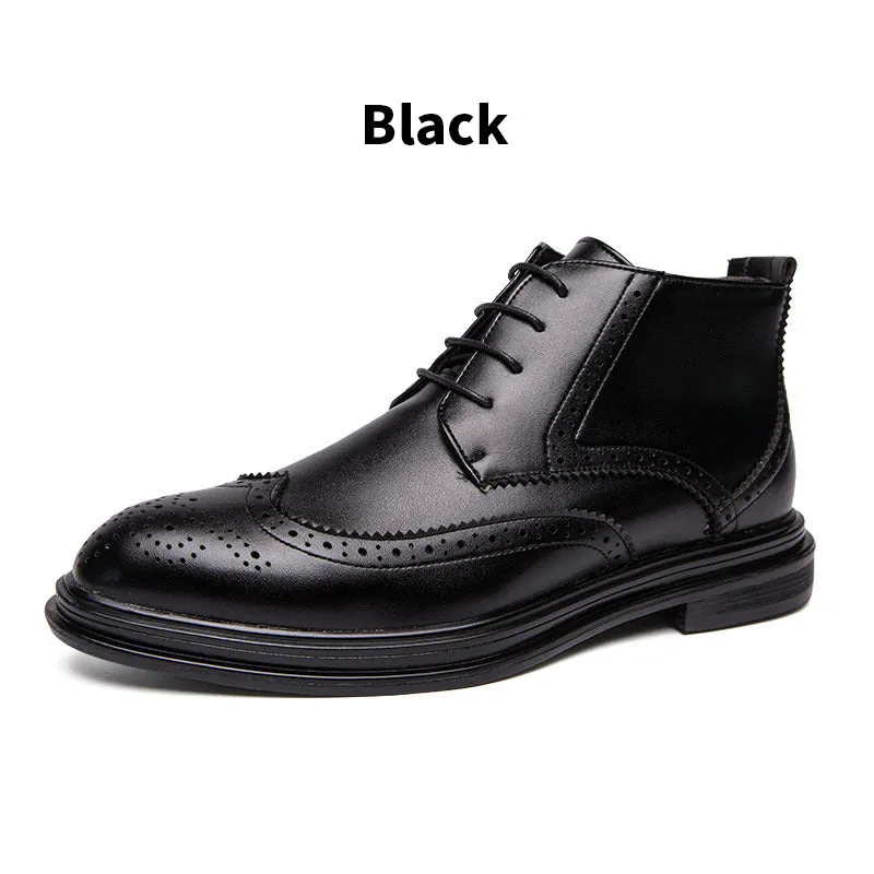 Men's Lace-Up Carved Wingtip Brogue Boots