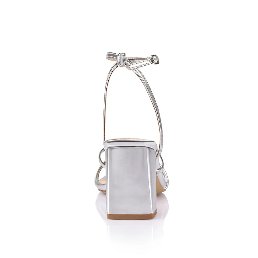 Nakita Block Heel Sandals - Silver Mirror