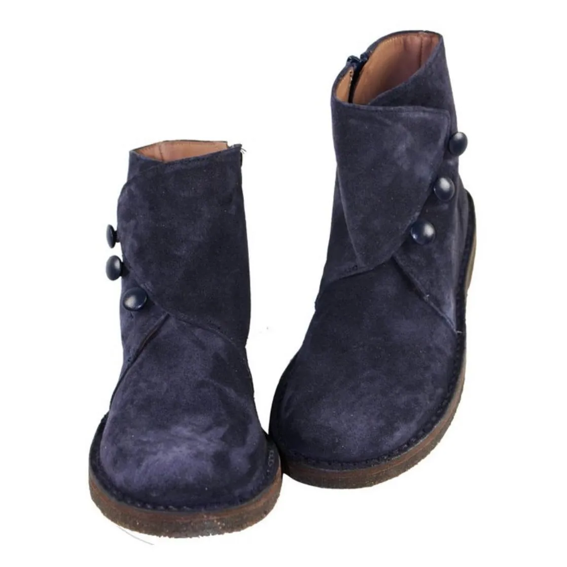 Navy Suede Girls Ankle Boots by PePe Shoes