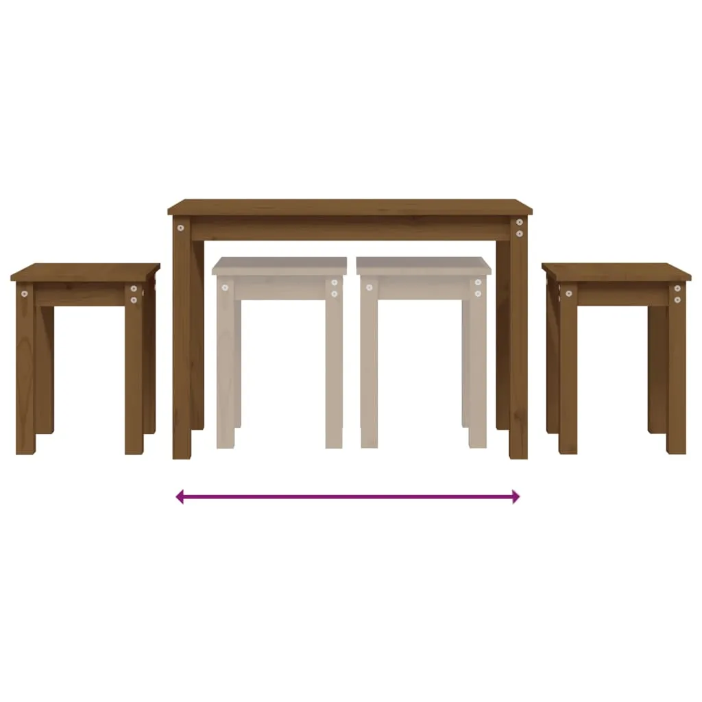 Nesting Tables 3 pcs Honey Brown Solid Wood Pine