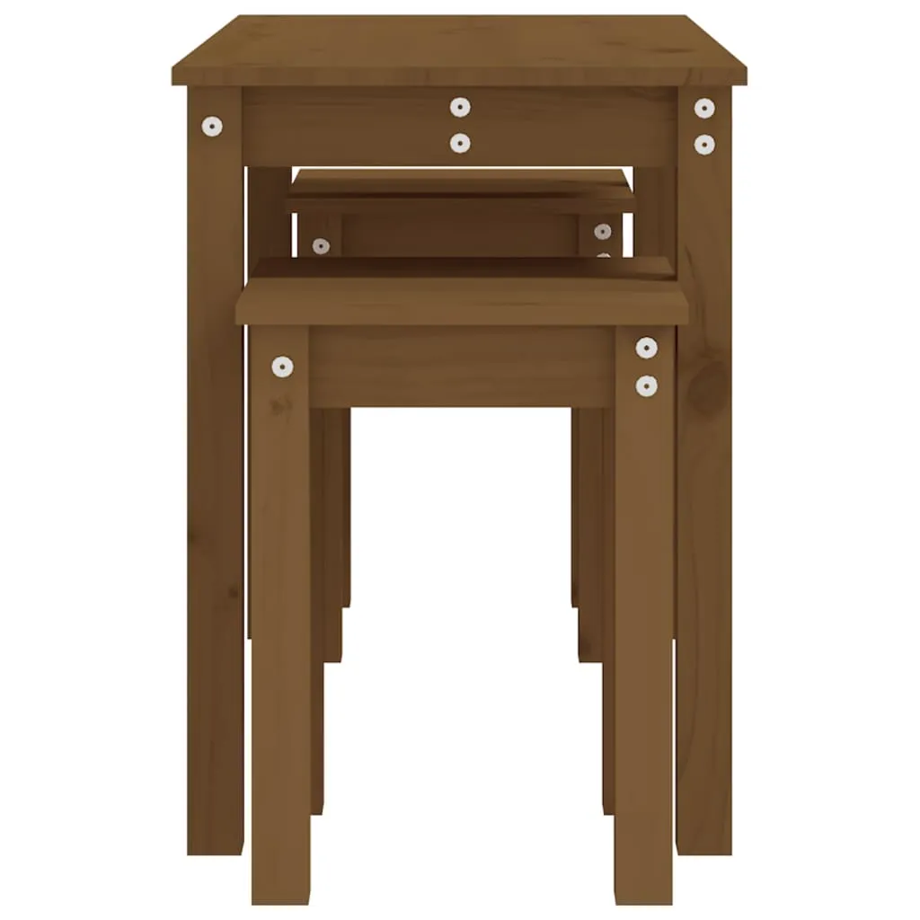 Nesting Tables 3 pcs Honey Brown Solid Wood Pine