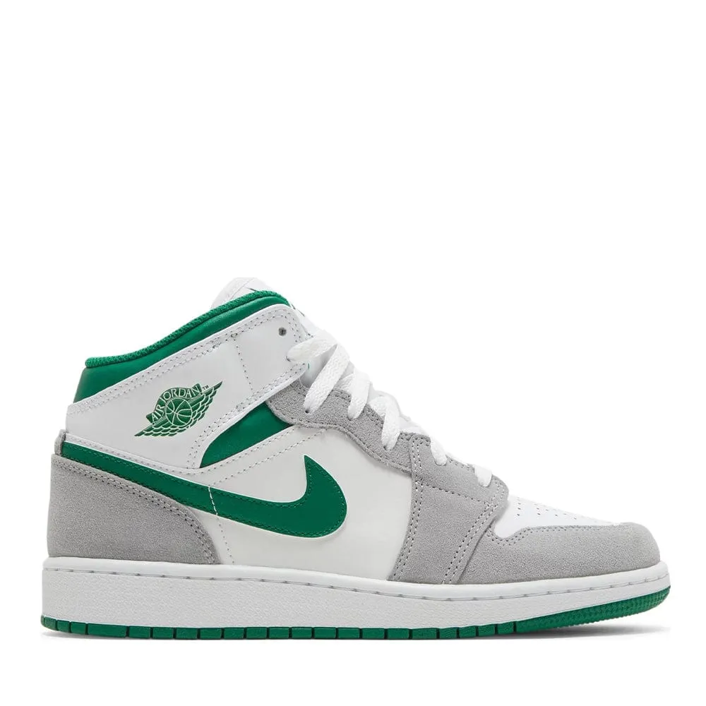NIKE AIR JORDAN1 MID SE PINE GREEN GREY GS (NEW) NEW