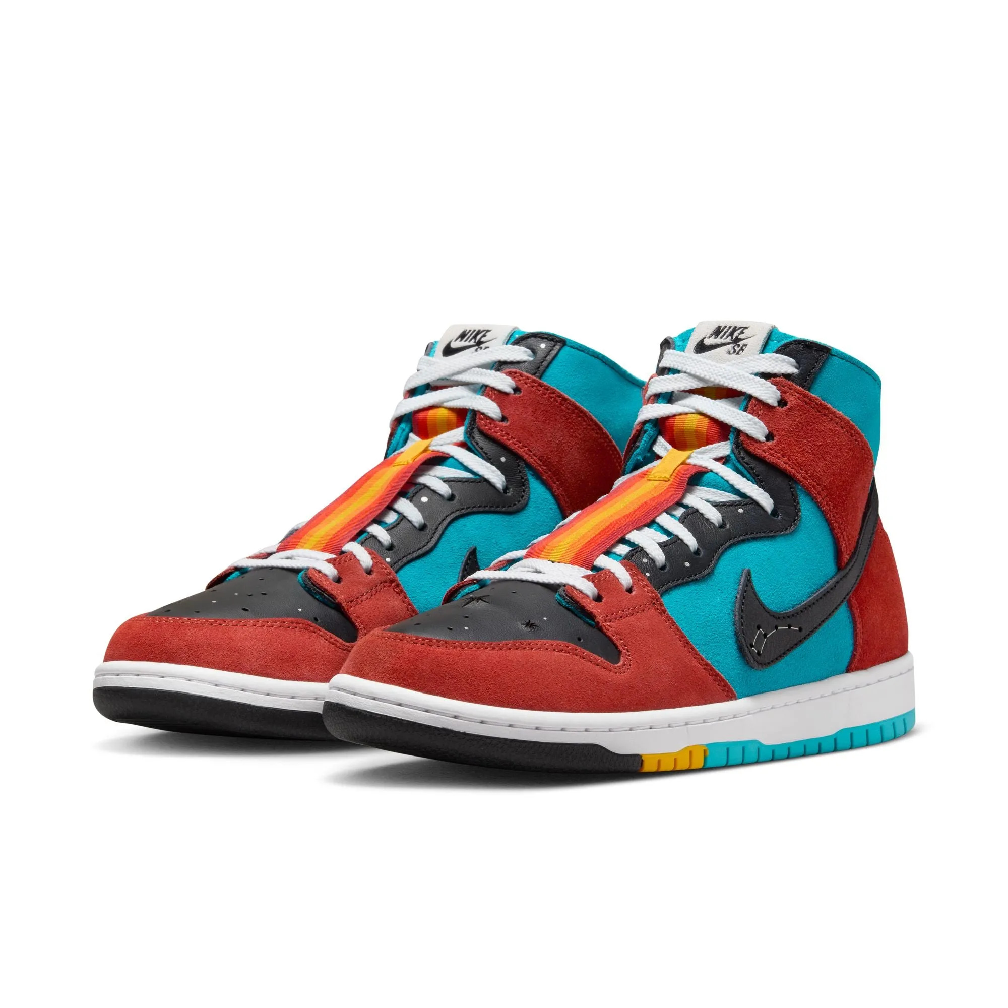 NIKE SB X DI'ORR GREENWOOD DUNK HIGH DECON TURQUOISE BLUE / BLACK-RUGGED ORANGE