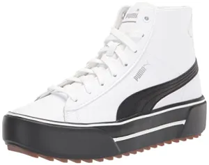 Puma Women's Kaia Mid Leather Sneaker, White Silver, 6.5
