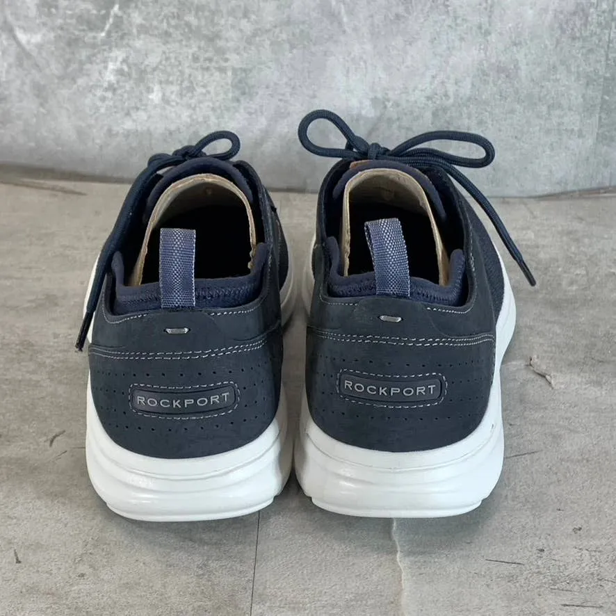 ROCKPORT Men's Navy Nubuck/Mesh Zaden Plain-Toe Lace-Up Oxfords SZ 8.5