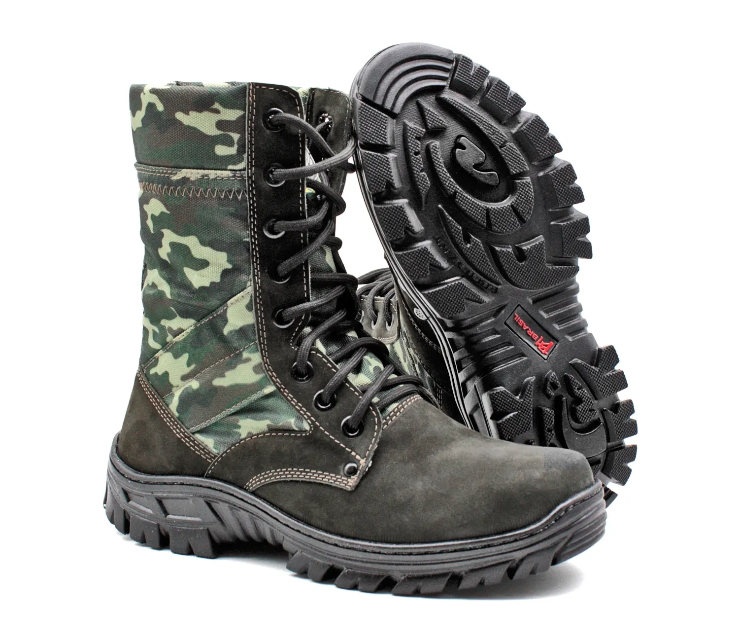 Tactical Boots Army Cammouflaged Genuine Leather and Canvas Multicam