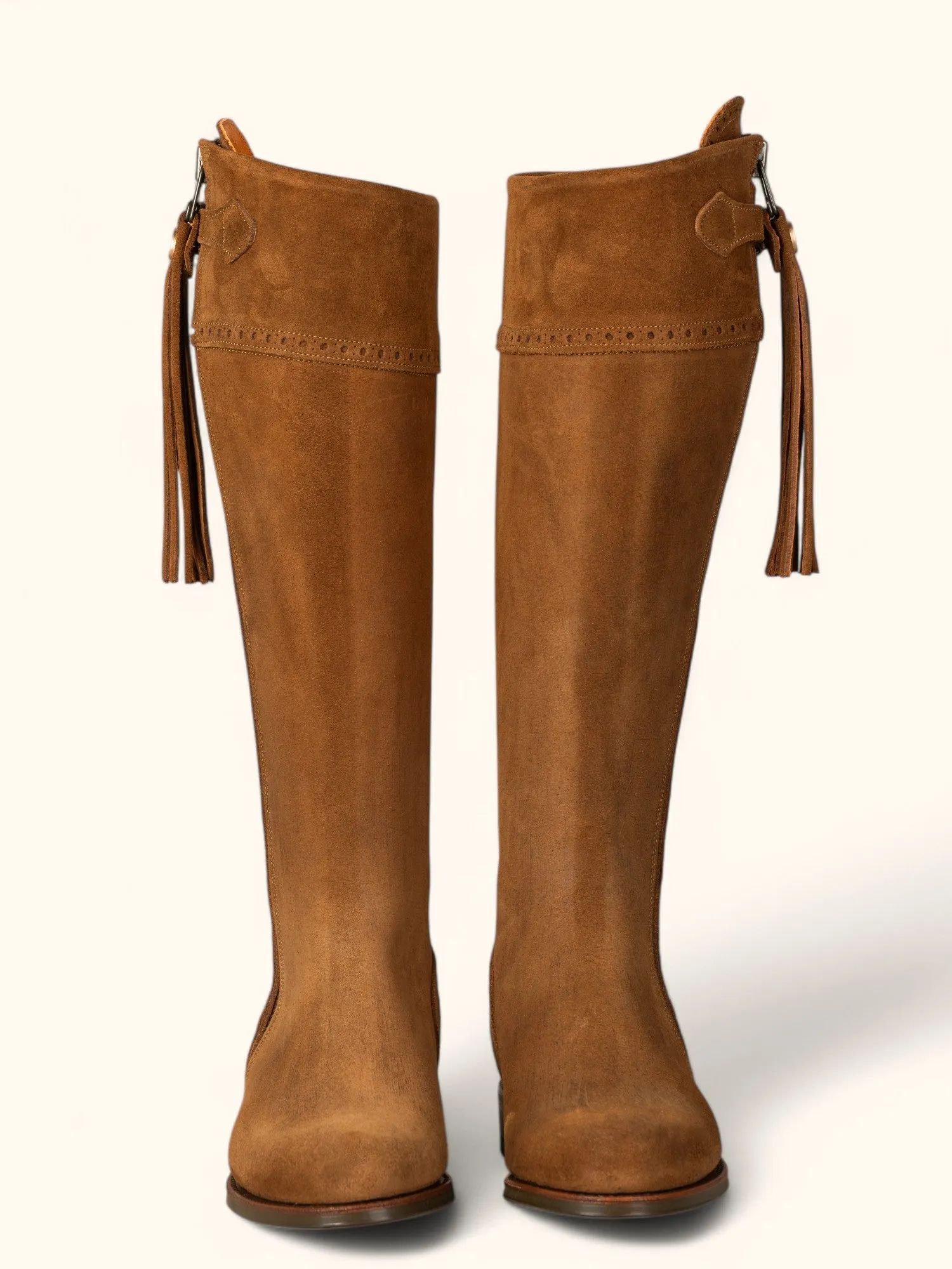 Tall Spanish Riding Boots - Camel Suede