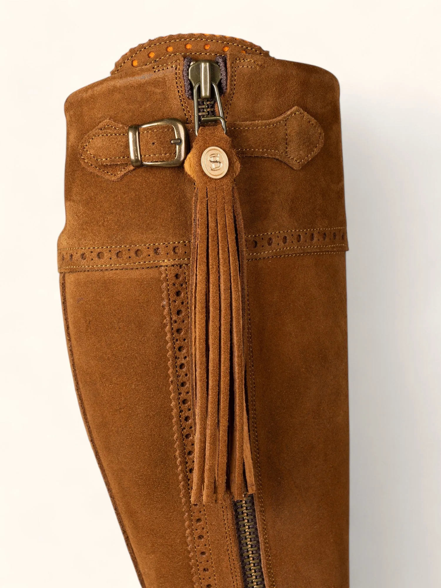 Tall Spanish Riding Boots - Camel Suede