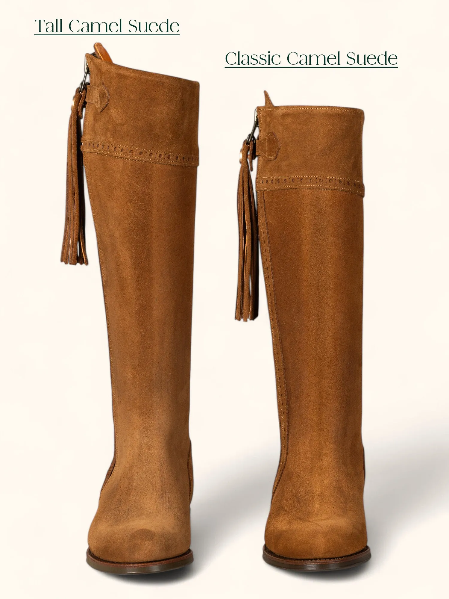 Tall Spanish Riding Boots - Camel Suede