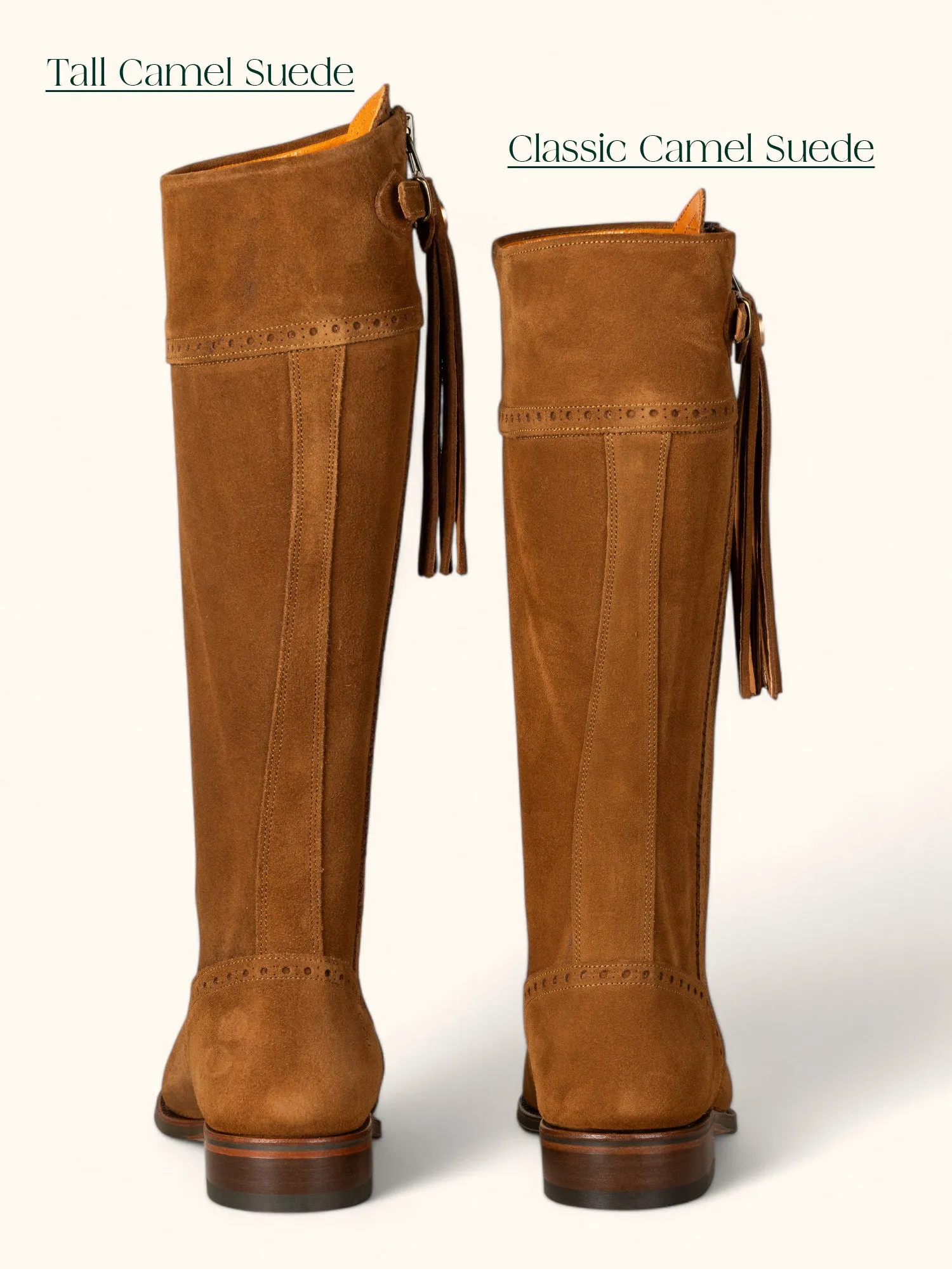 Tall Spanish Riding Boots - Camel Suede