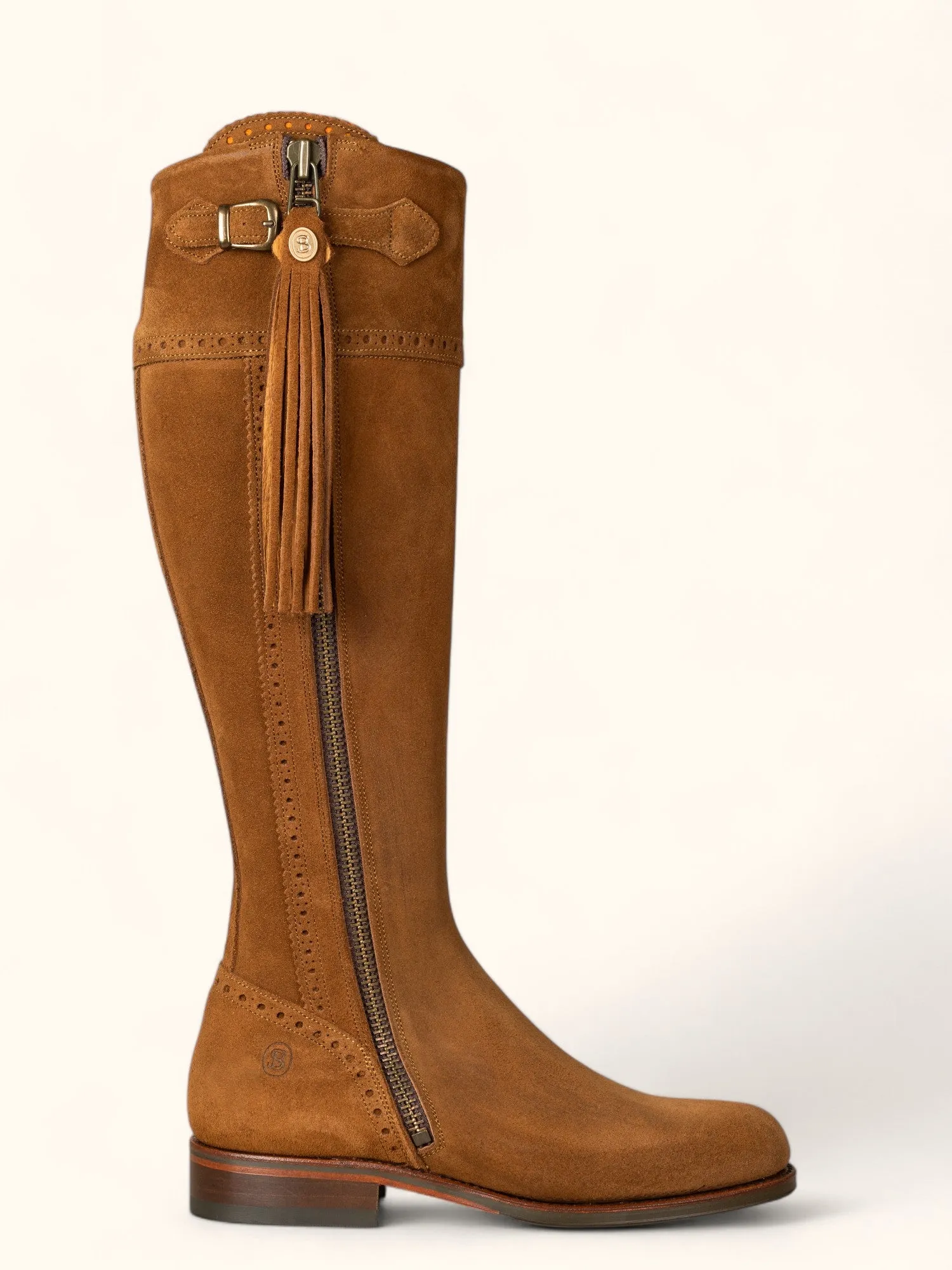 Tall Spanish Riding Boots - Camel Suede