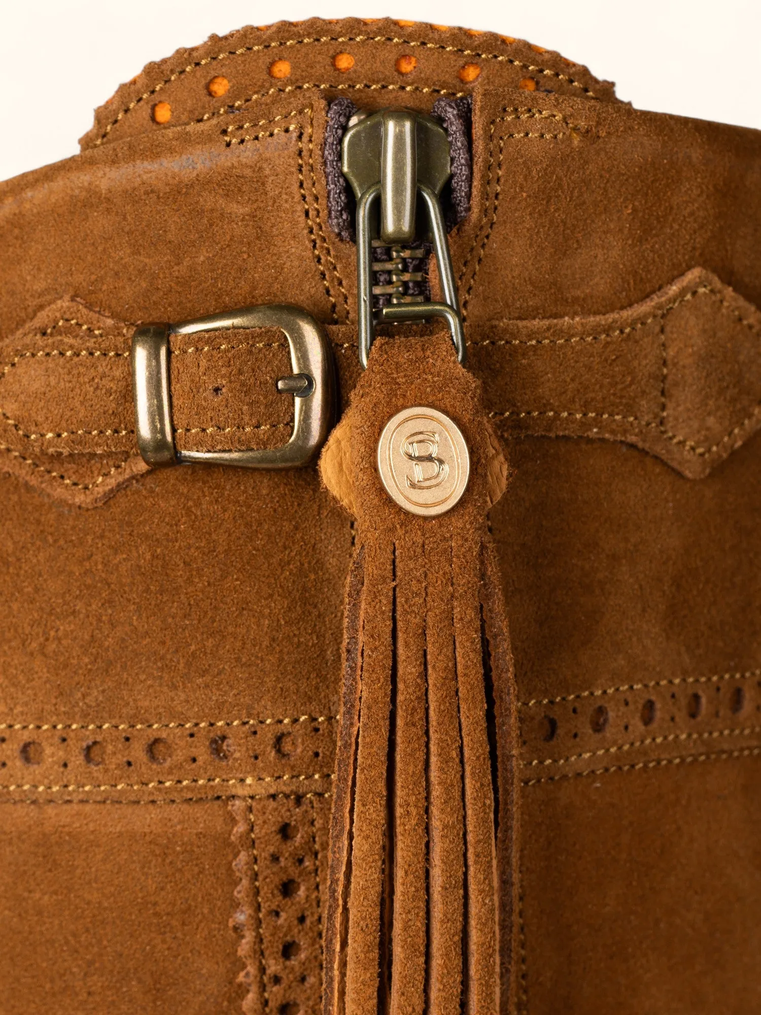 Tall Spanish Riding Boots - Camel Suede