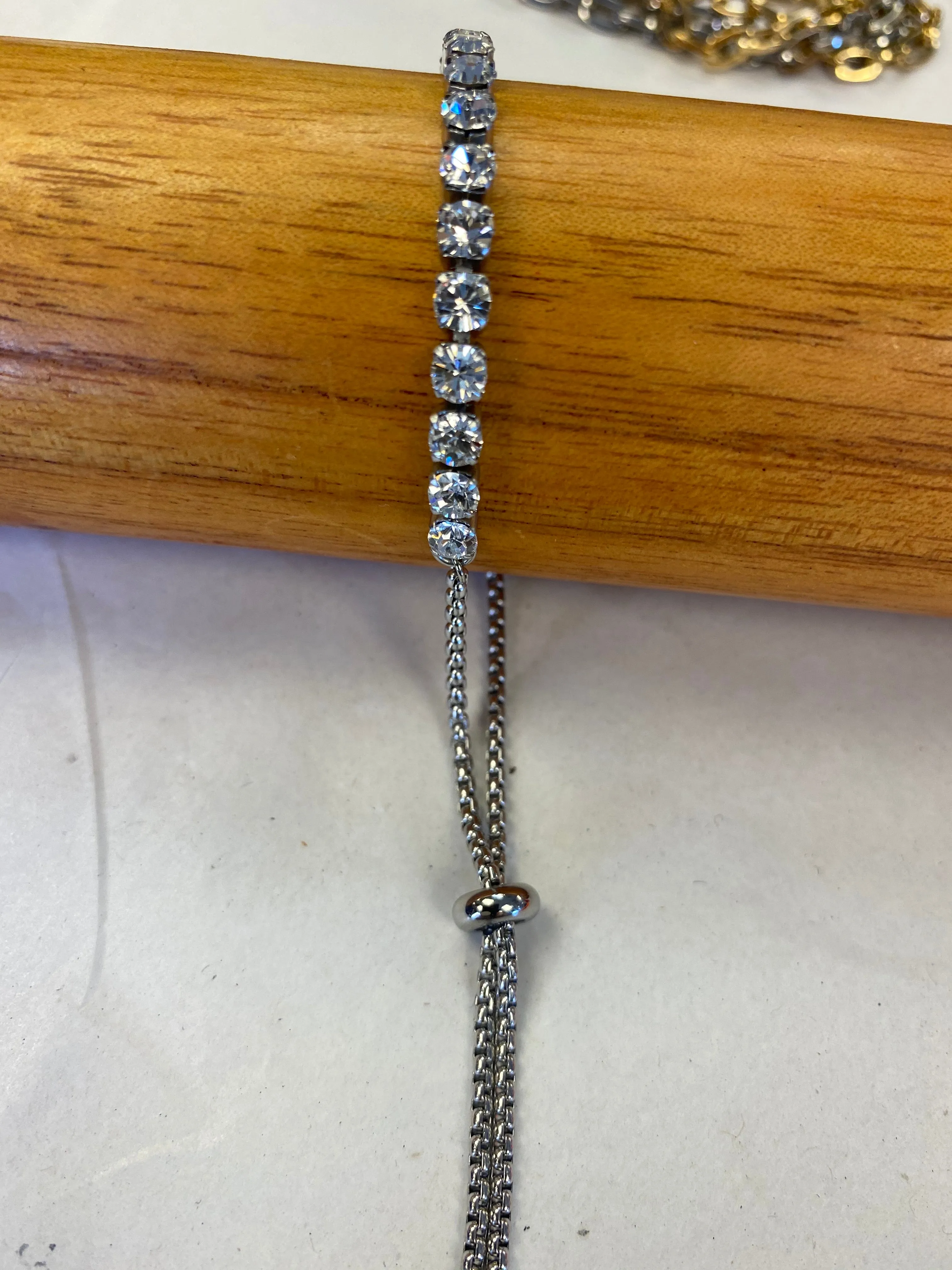 TENNIS BRACELET- Adjustable in Yellow, Silver or Rose Gold Stainless Steel by ARZ