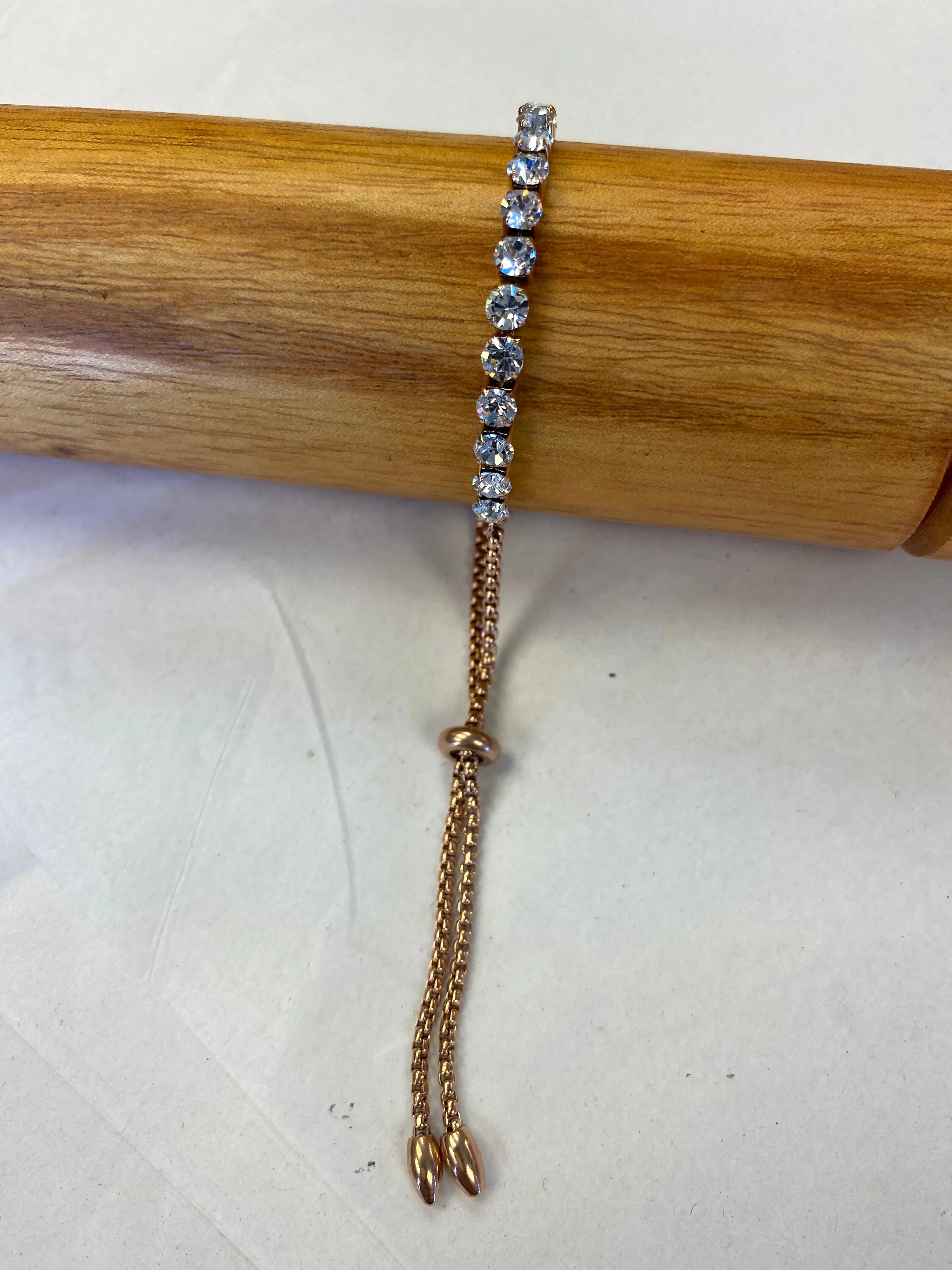 TENNIS BRACELET- Adjustable in Yellow, Silver or Rose Gold Stainless Steel by ARZ