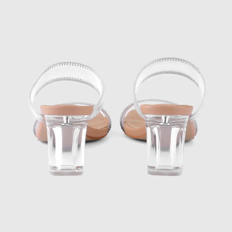 Thick Heel Square Hollow Sandals