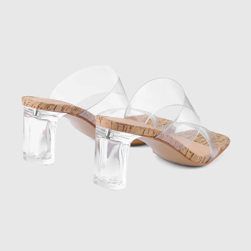 Thick Heel Square Hollow Sandals