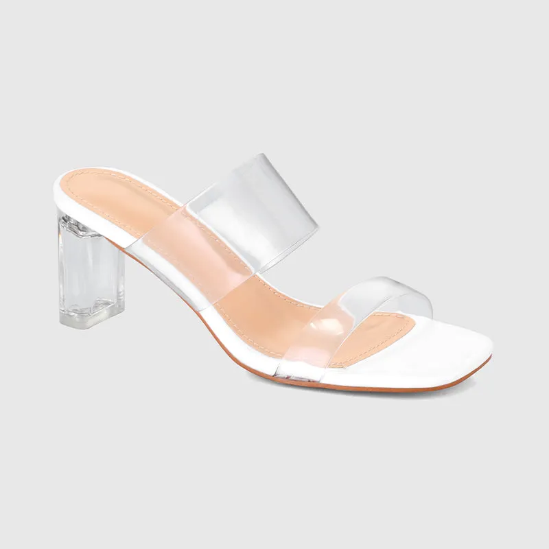Thick Heel Square Hollow Sandals