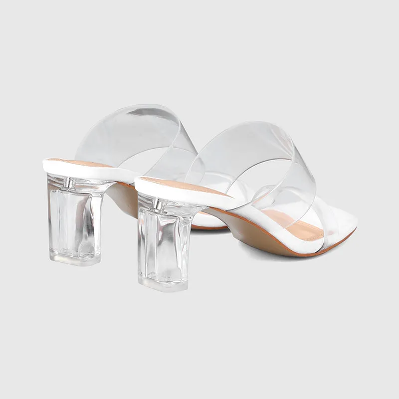Thick Heel Square Hollow Sandals