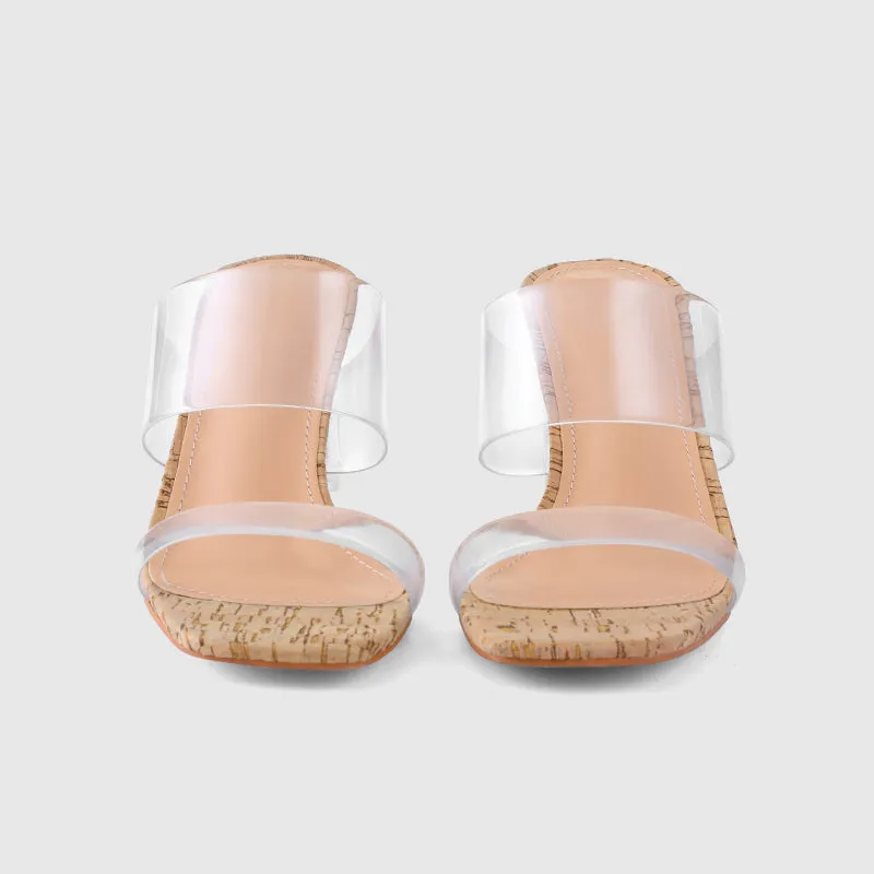 Thick Heel Square Hollow Sandals