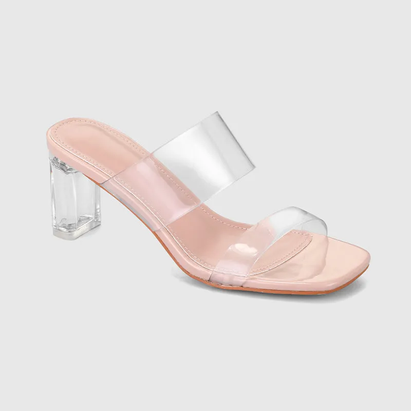 Thick Heel Square Hollow Sandals