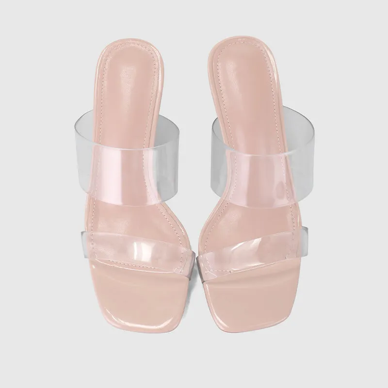 Thick Heel Square Hollow Sandals