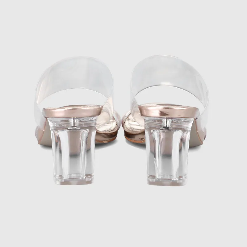 Thick Heel Square Hollow Sandals