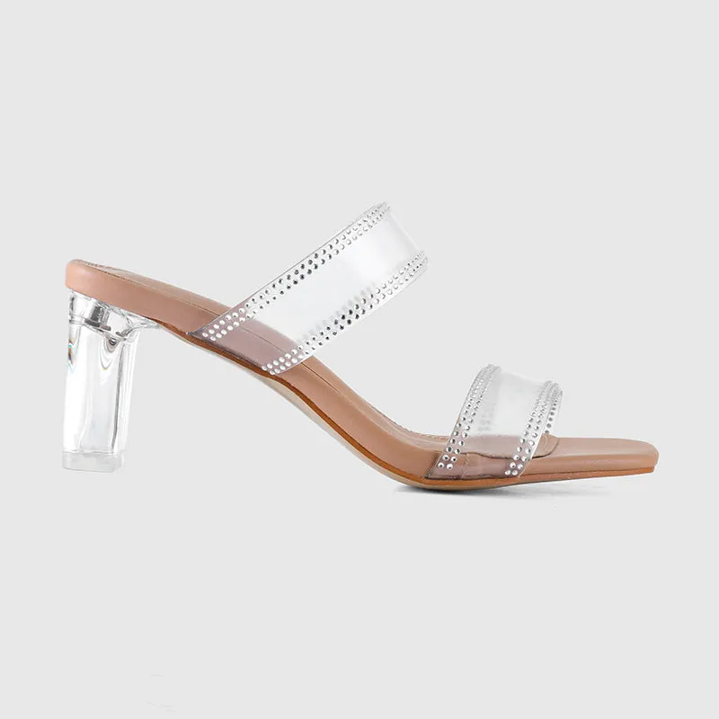 Thick Heel Square Hollow Sandals