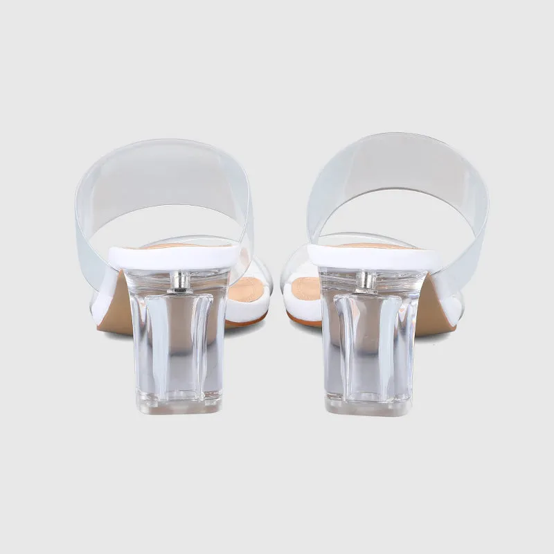 Thick Heel Square Hollow Sandals