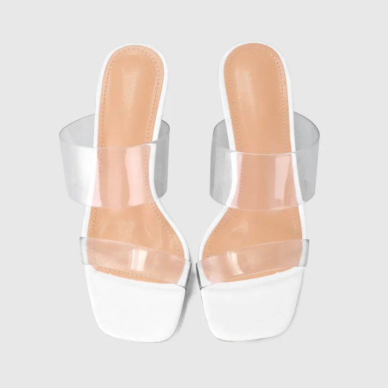 Thick Heel Square Hollow Sandals