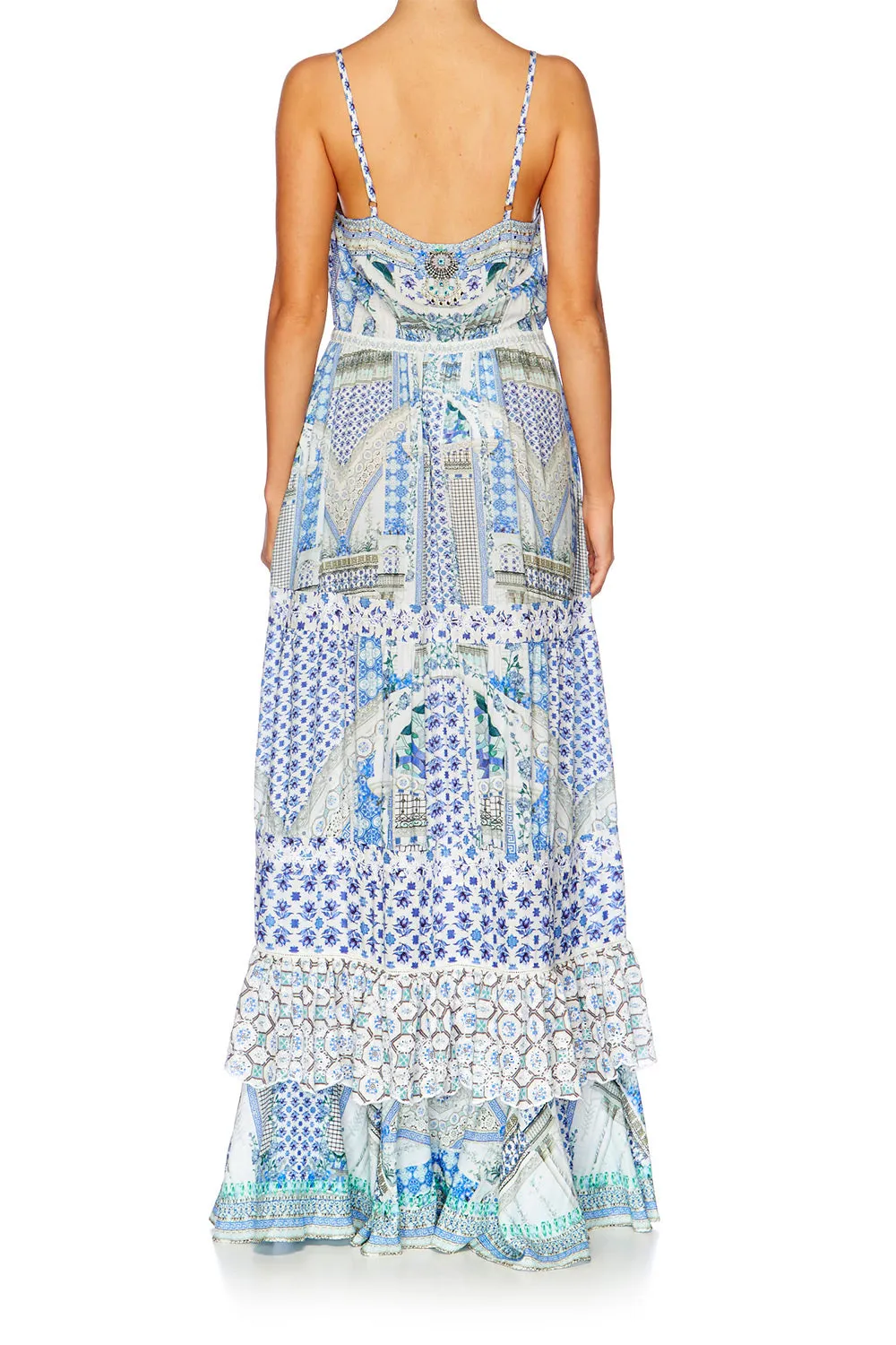 TIERED FRILL HEM LONG DRESS SALVADOR SUMMER