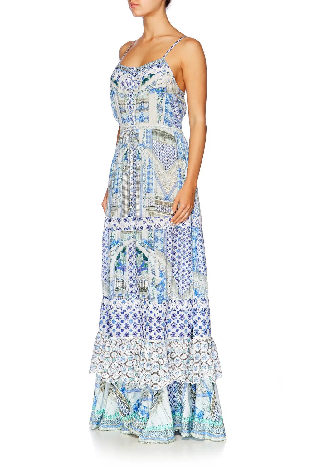 TIERED FRILL HEM LONG DRESS SALVADOR SUMMER