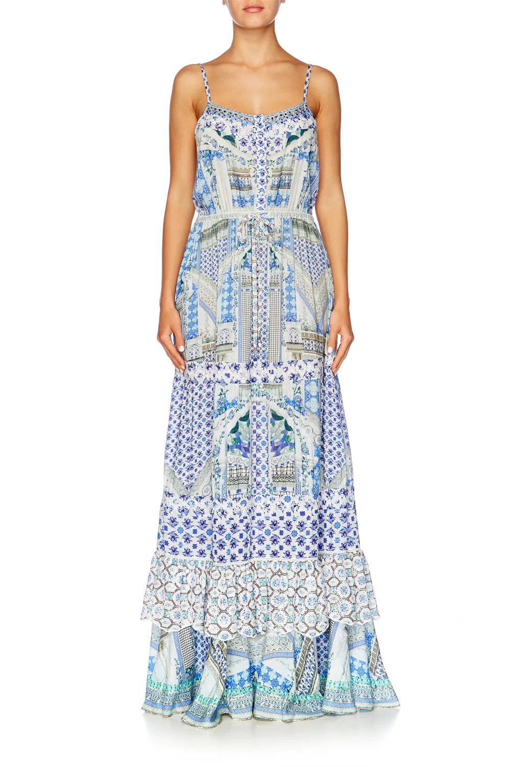 TIERED FRILL HEM LONG DRESS SALVADOR SUMMER