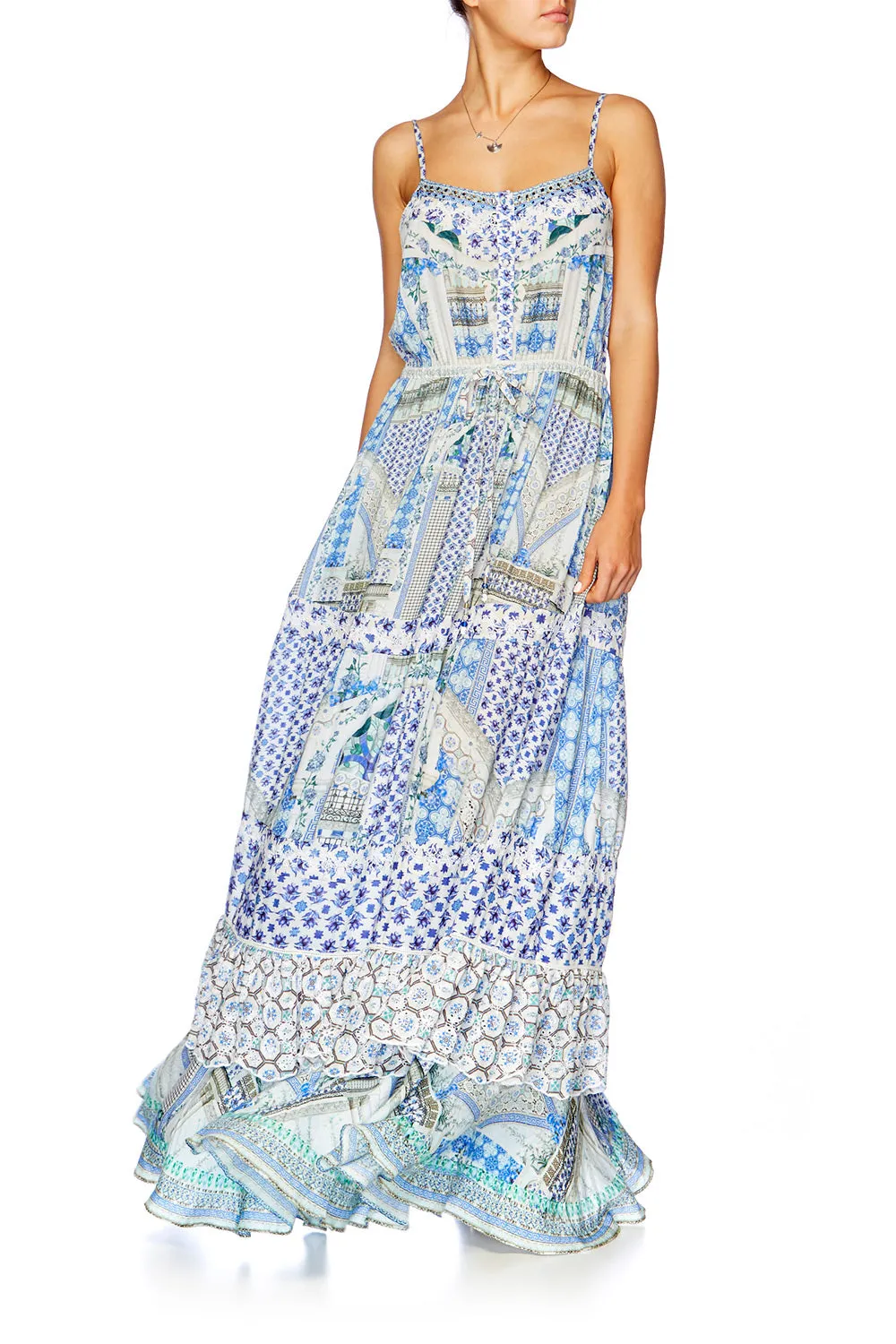 TIERED FRILL HEM LONG DRESS SALVADOR SUMMER