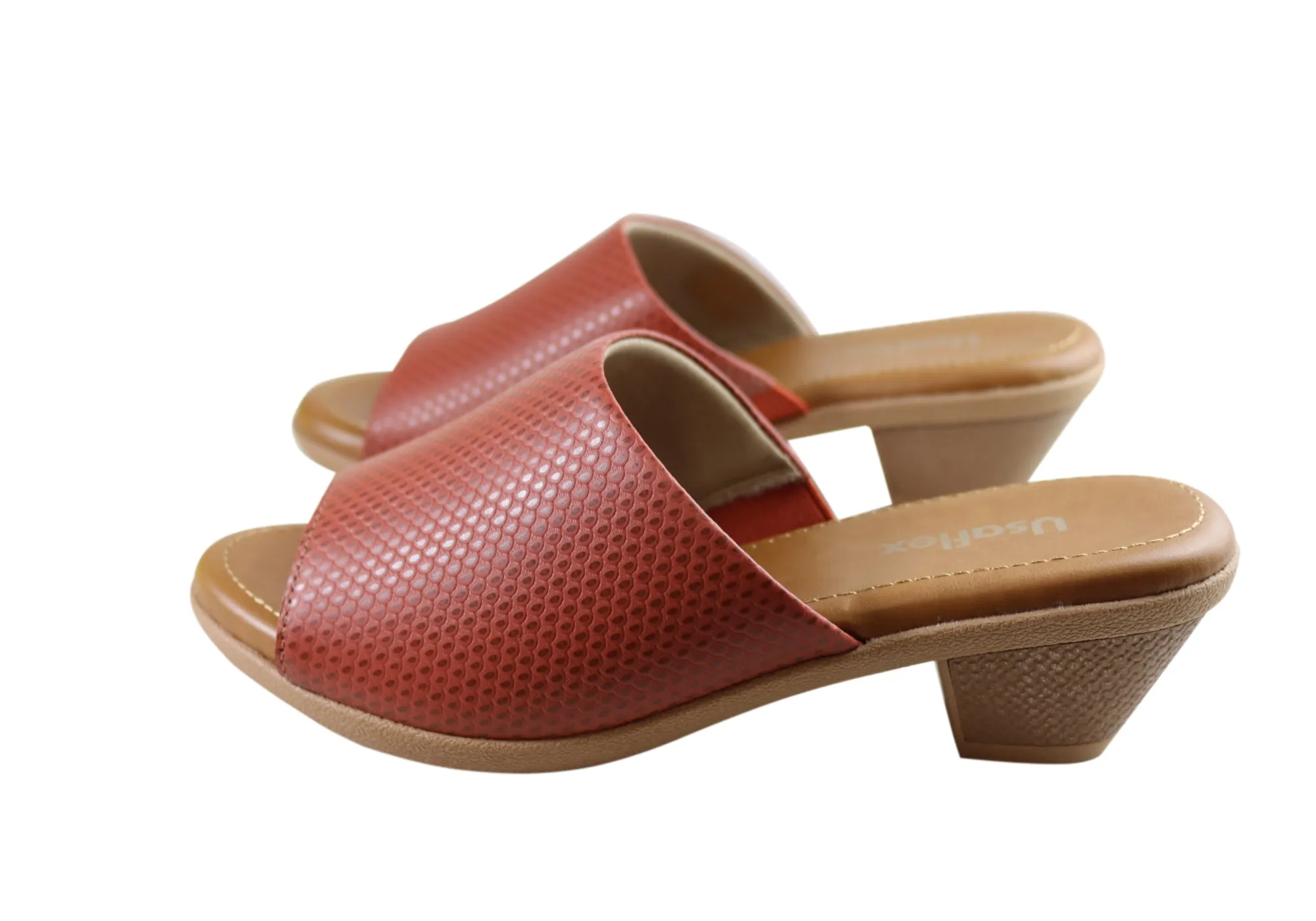 Usaflex Latona Womens Comfort Leather Slides Sandals Made In Brazil