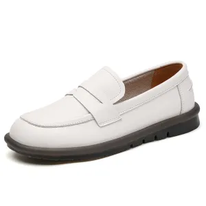 Vintage Leather Wedge Heel Loafers
