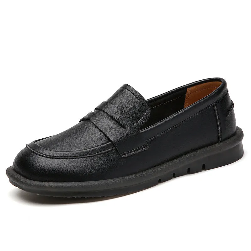 Vintage Leather Wedge Heel Loafers