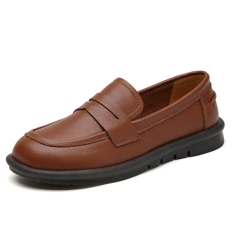 Vintage Leather Wedge Heel Loafers