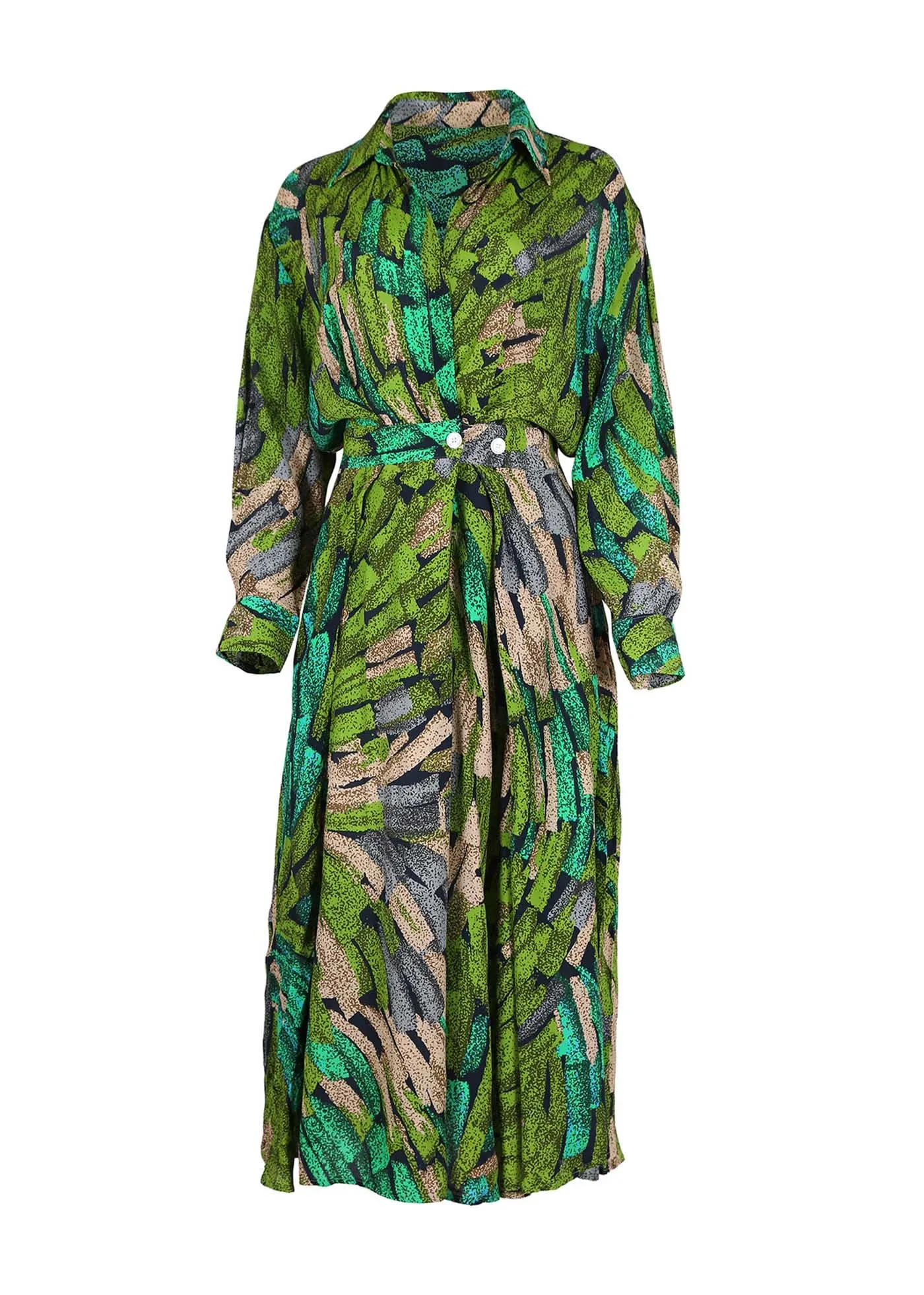 Vivant Parisian Midi Wrap Dress Green in Viscose