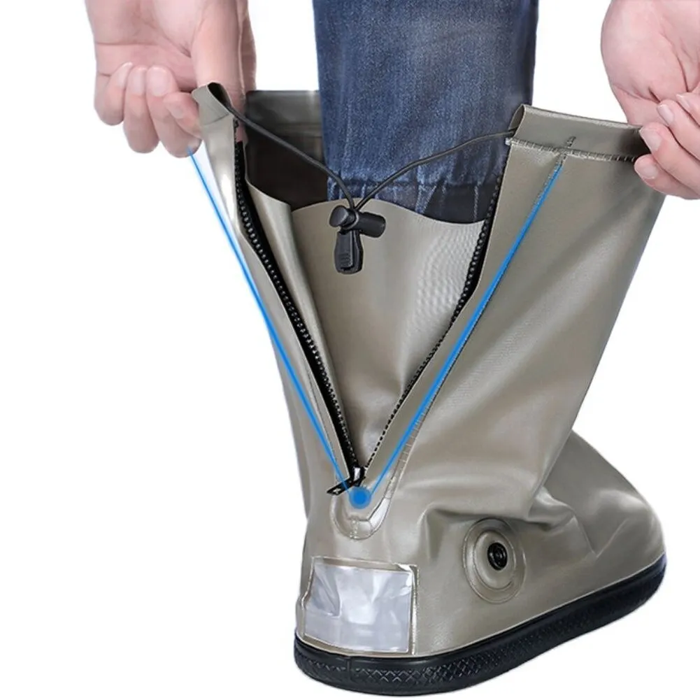 Waterproof Reusable Rainproof Motorcycle Bike Boot Covers with Zipper and Drawstring